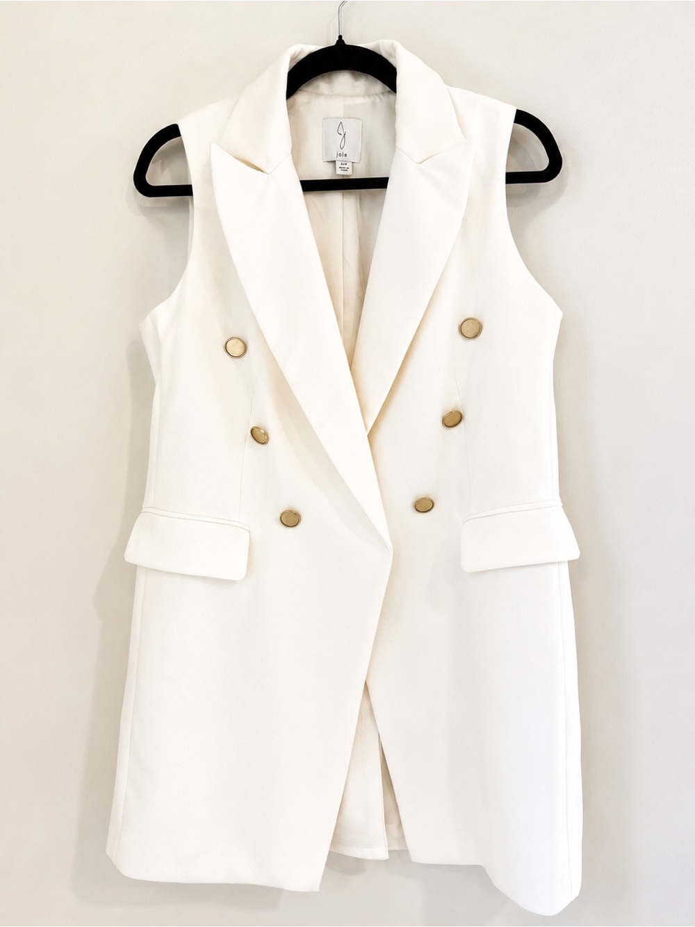 Joie Ivory Double Breasted Long Blazer Vest S